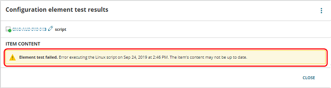 Failing test result